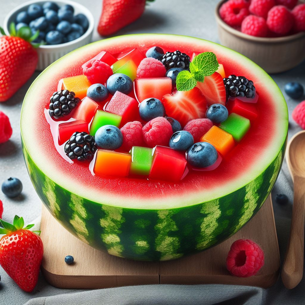 Galaretka w arbuzie z owocami – przepis na letni deser