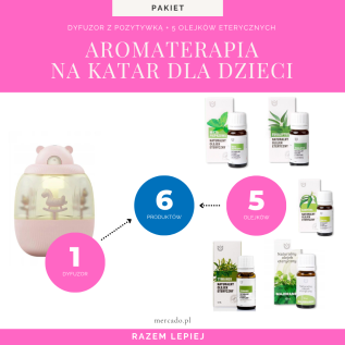 Aromaterapia dla dzieci na katar RÓŻOWA (dyfuzor z pozytywką + 5 olejków eterycznych)