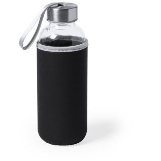 Butelka szklana sportowa w czarnym etui 420ml