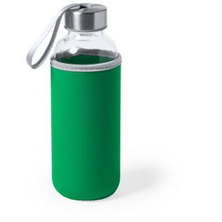 Butelka szklana sportowa w zielonym etui 420ml