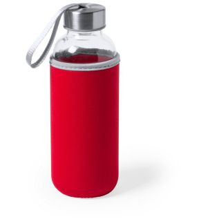 Butelka szklana sportowa w czerwonym etui 420ml