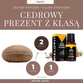Zestaw Cedrowy Prezent z Klasą: Płaski dyfuzor i cedrowy olejek eteryczny