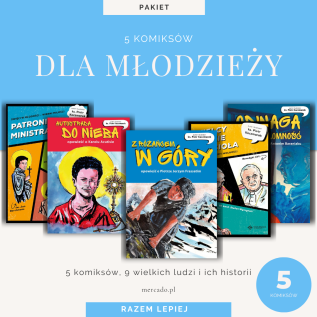 Zestaw 5 komiksów dla młodzieży. Historie 9 rzeczywistych postaci.