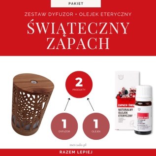 Zestaw Śwąteczny Zapach: Ozdobny dyfuzor i olejek eteryczny Zapach Świąt