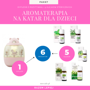 Aromaterapia dla dzieci na katar RÓŻOWA (dyfuzor z pozytywką + 5 olejków eterycznych)