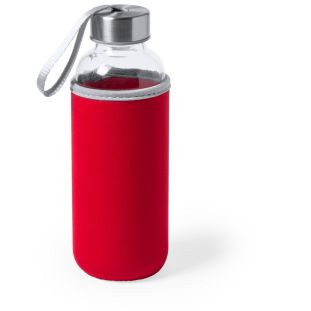 Butelka szklana sportowa w czerwonym etui 420ml