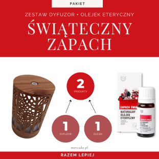 Zestaw Śwąteczny Zapach: Ozdobny dyfuzor i olejek eteryczny Zapach Świąt